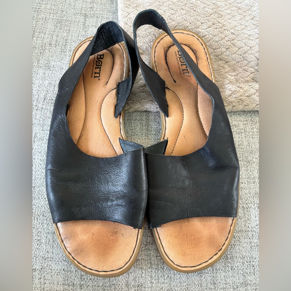 Born Leather Sandals Black Womens Size 11